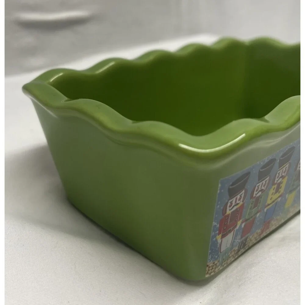 NANTUCKET Mini Loaf Bread Stoneware Baking Dish Happy Holidays Christmas Decor